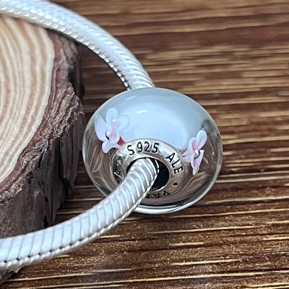 Pandora Charm Pink Cherry Blossom Murano Glass Bead Charm - Picture 4 of 5